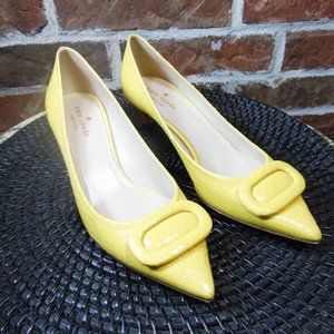 Kate Spade Yellow Leather Snake Embossed Heels